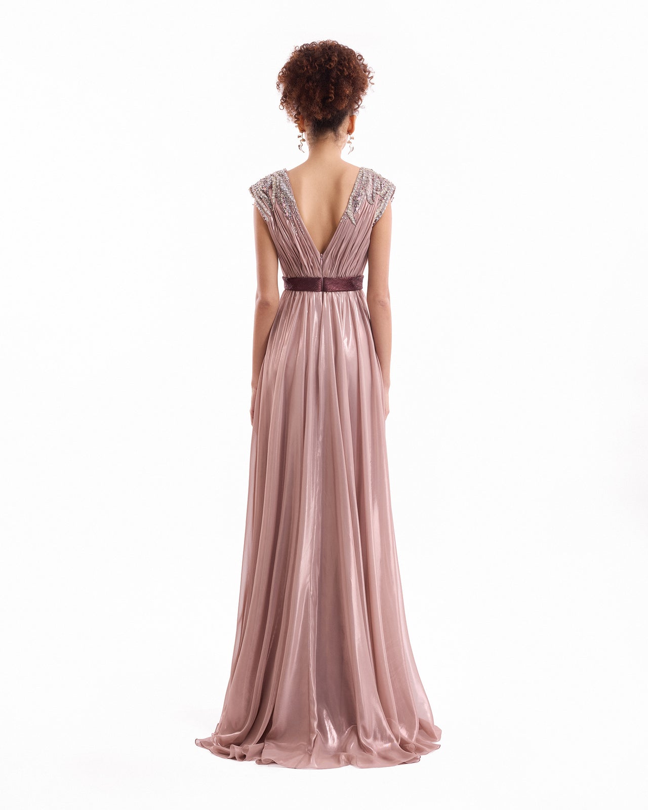V-Neck Pleated Dress