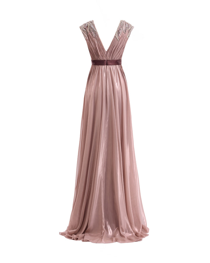 V-Neck Pleated Dress