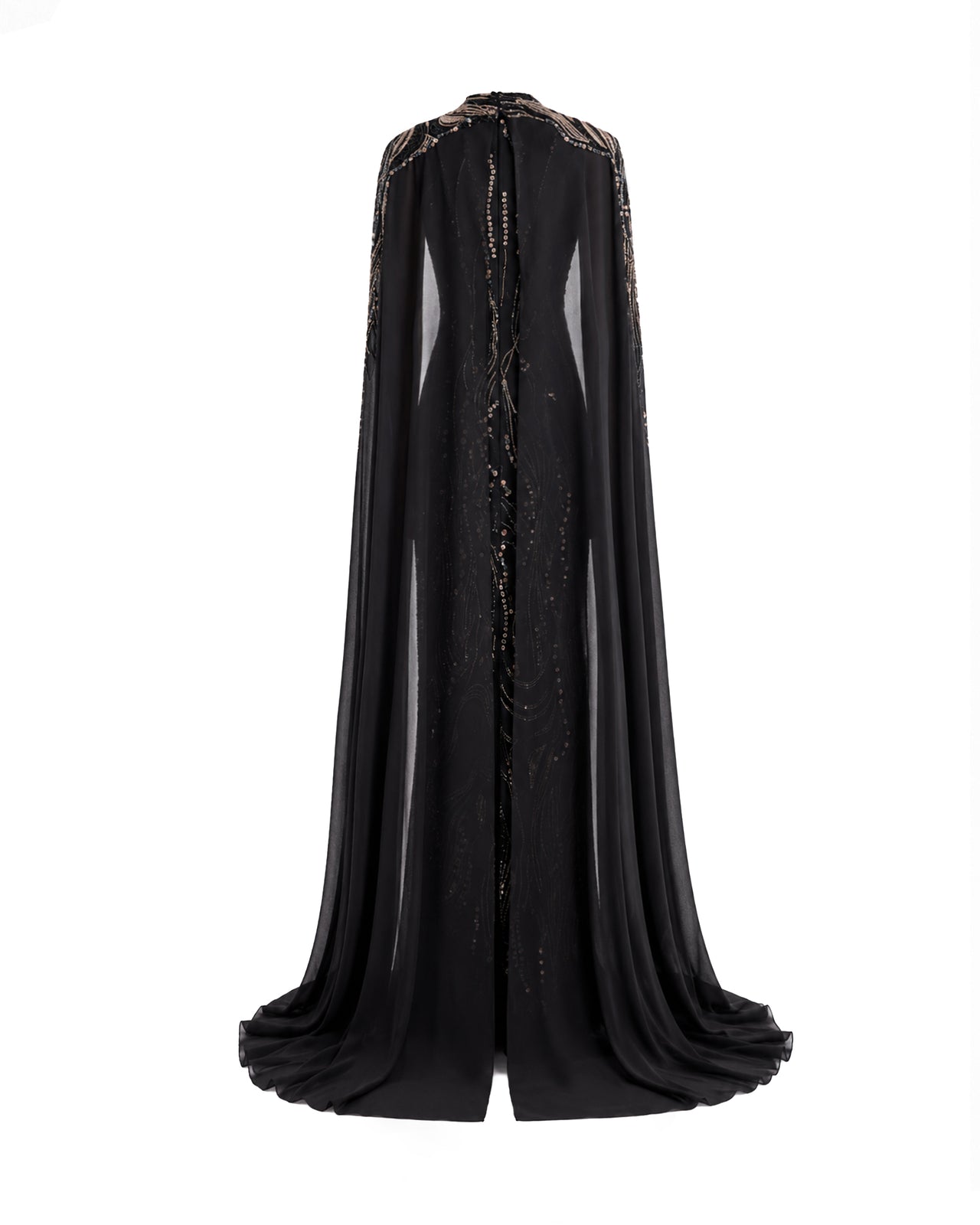 Beaded V-Neck Cape Dress