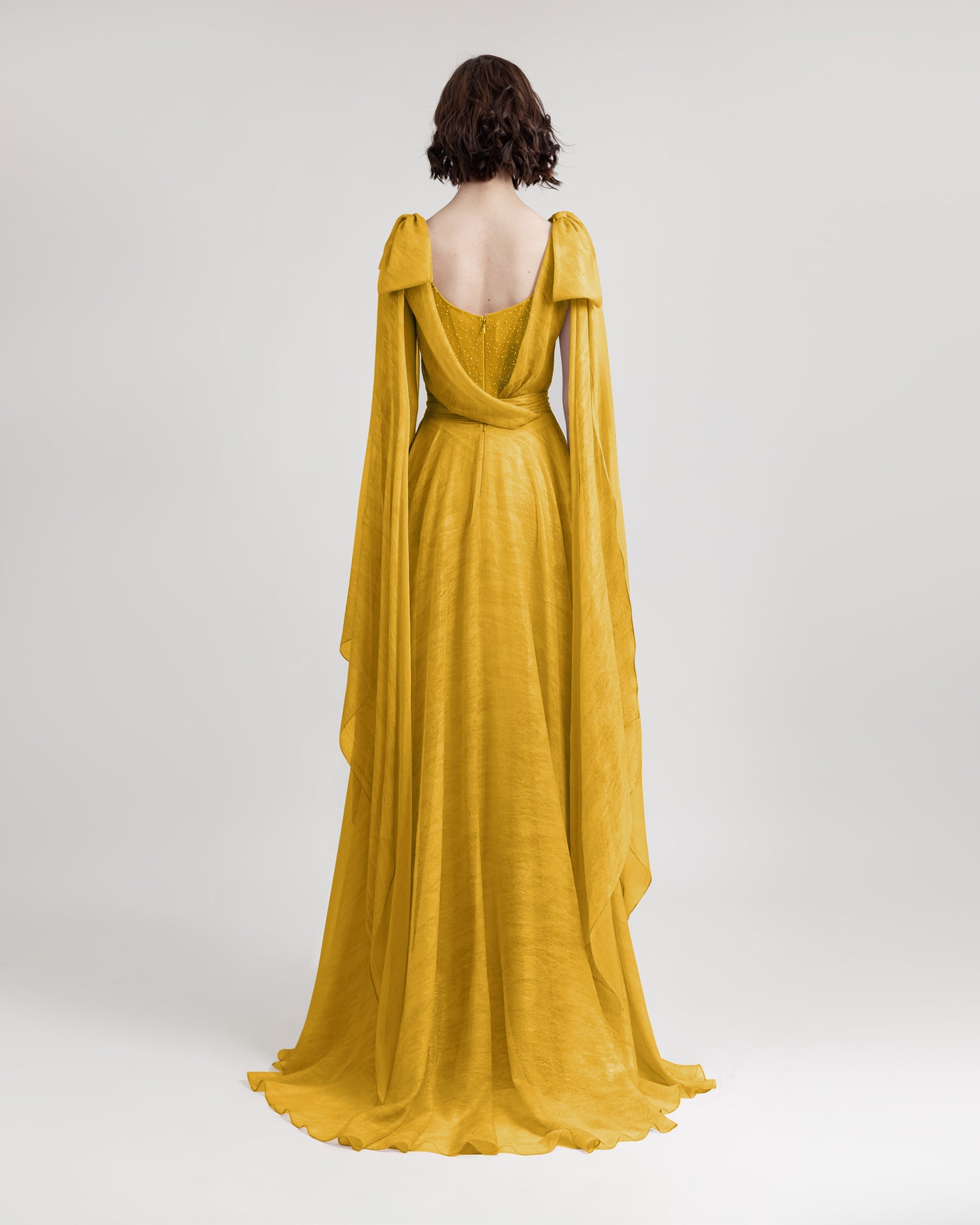 Draped Mustard Dress Gemy Maalouf