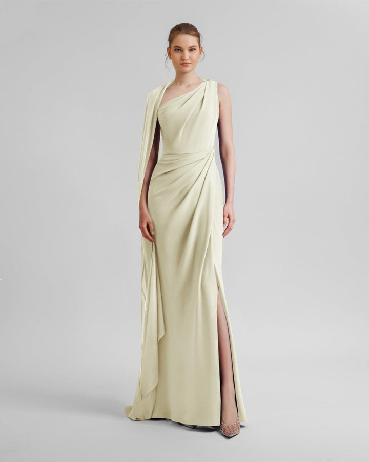 Asymmetrical Draping Crepe Dress - Gemy Maalouf