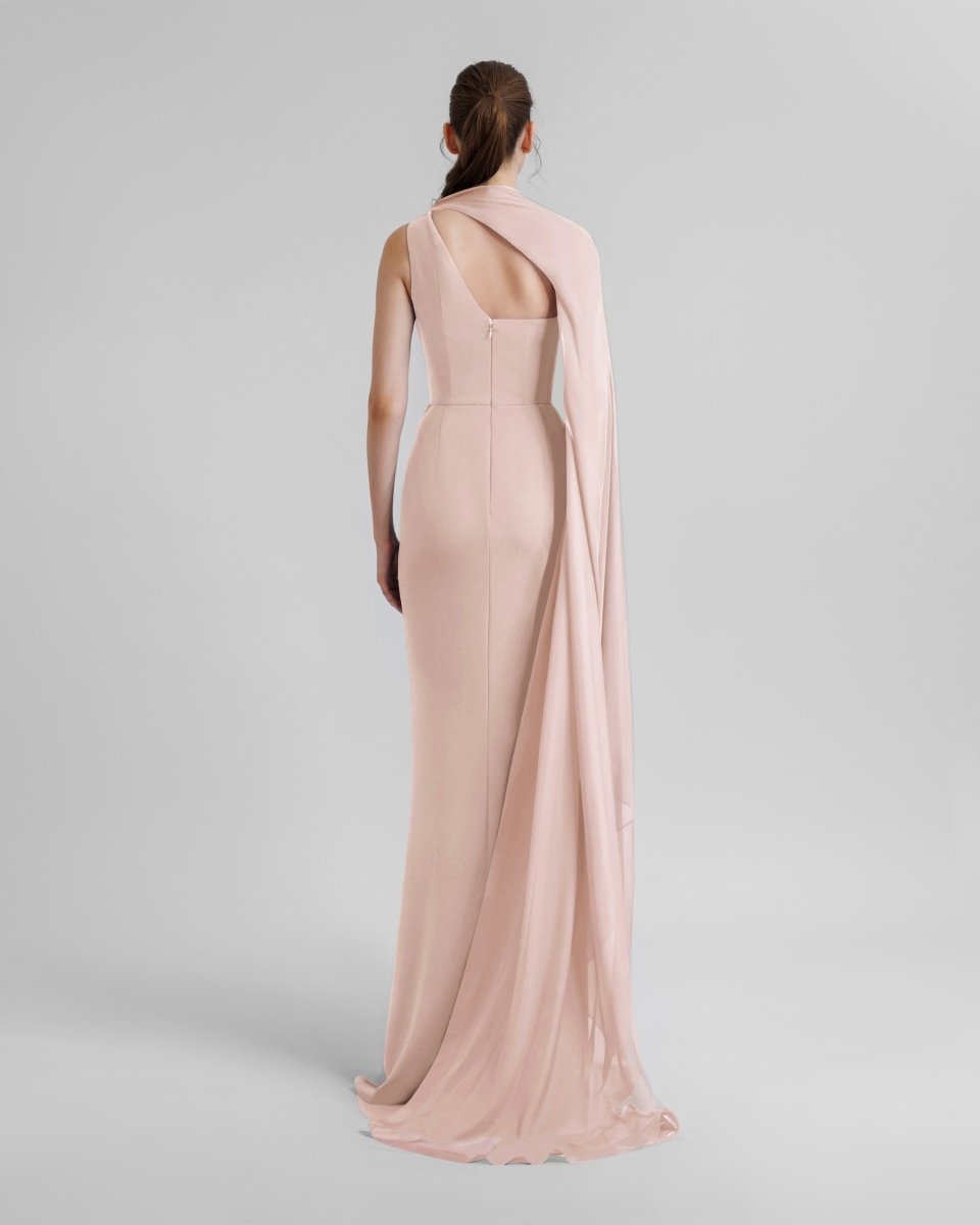 Asymmetrical Draping Crepe Dress - Gemy Maalouf