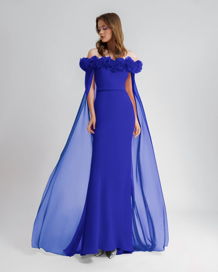 Off - The - Shoulders With Flower Embellisment Dress - Gemy Maalouf