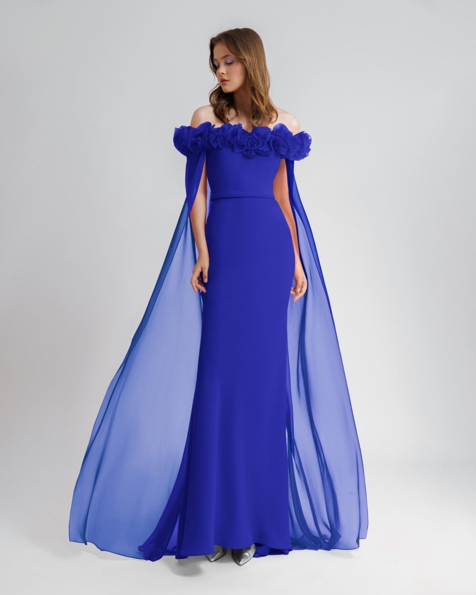 Off - The - Shoulders With Flower Embellisment Dress - Gemy Maalouf