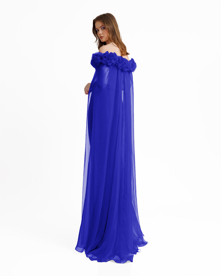 Off-The-Shoulders With Flower Embellisment Dress