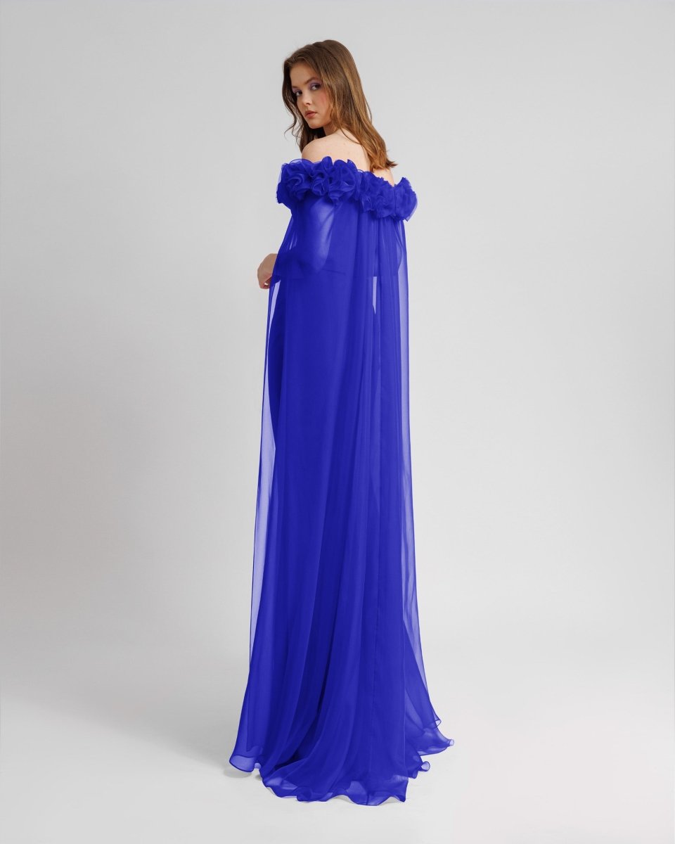 Off - The - Shoulders With Flower Embellisment Dress - Gemy Maalouf