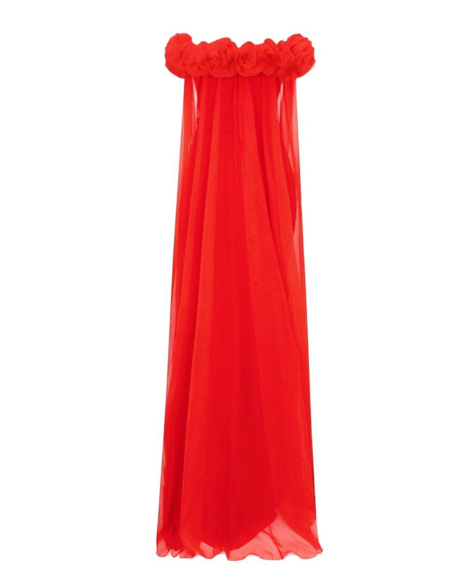 Off - The - Shoulders With Flower Embellisment Dress - Gemy Maalouf