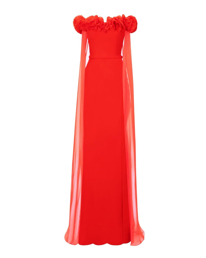 Off - The - Shoulders With Flower Embellisment Dress - Gemy Maalouf