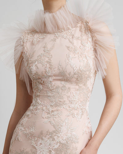 Embellished Dress With Rushed Tulle