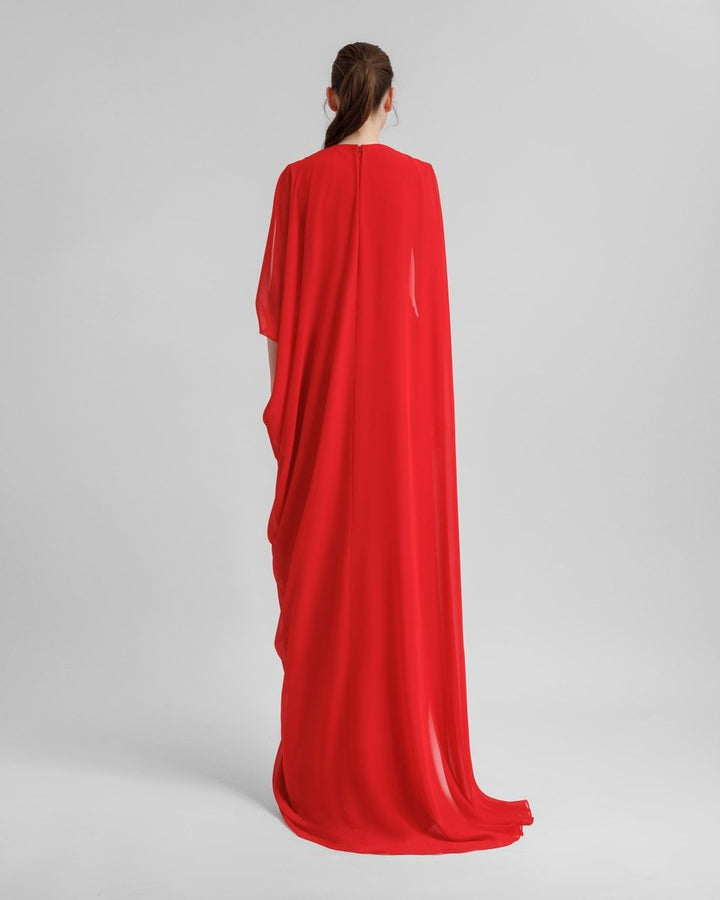 Asymmetrical V - Neckline Dress - Gemy Maalouf