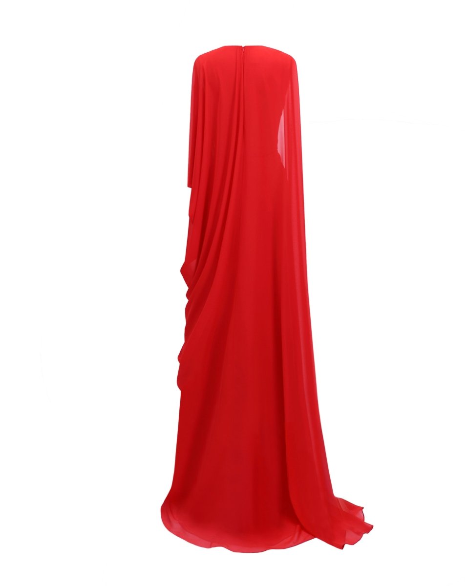 Asymmetrical V - Neckline Dress - Gemy Maalouf