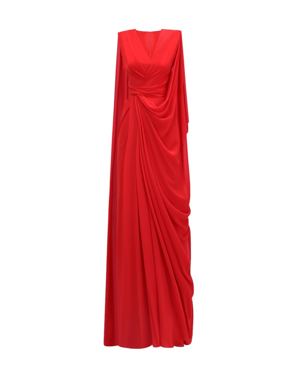Asymmetrical V - Neckline Dress - Gemy Maalouf