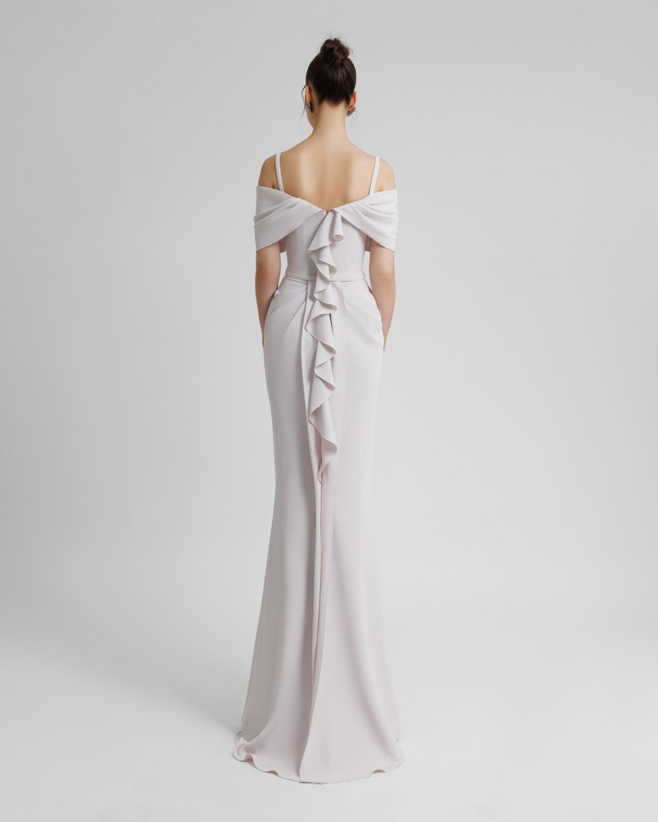 Light Lilac Dress With A Bow - Like Neckline - Gemy Maalouf