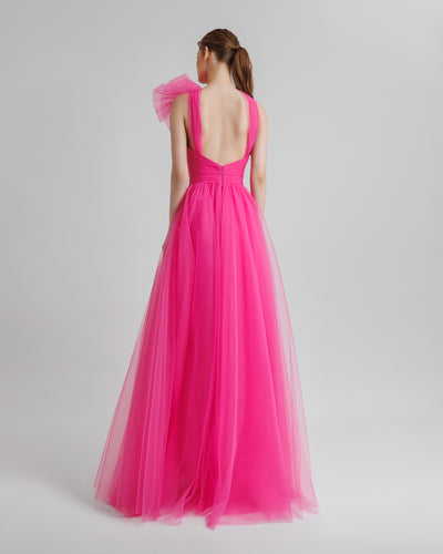 Bow-Like Pink Tulle Dress