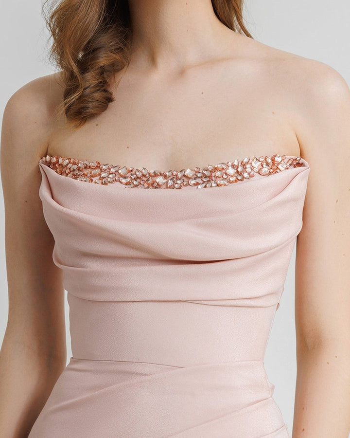 Beaded Strapless Dress - Gemy Maalouf