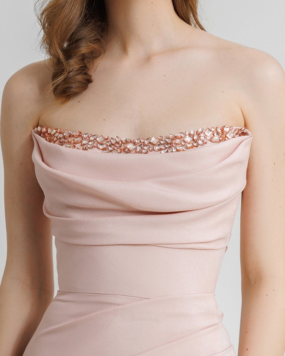 Beaded Strapless Dress - Gemy Maalouf