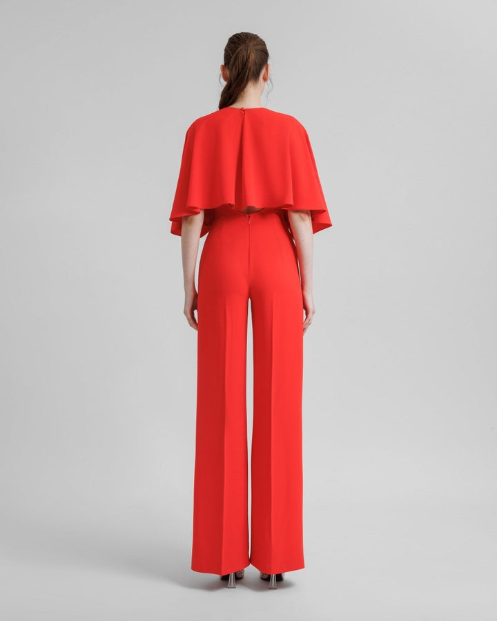 V - Neckline Crepe Jumpsuit - Gemy Maalouf