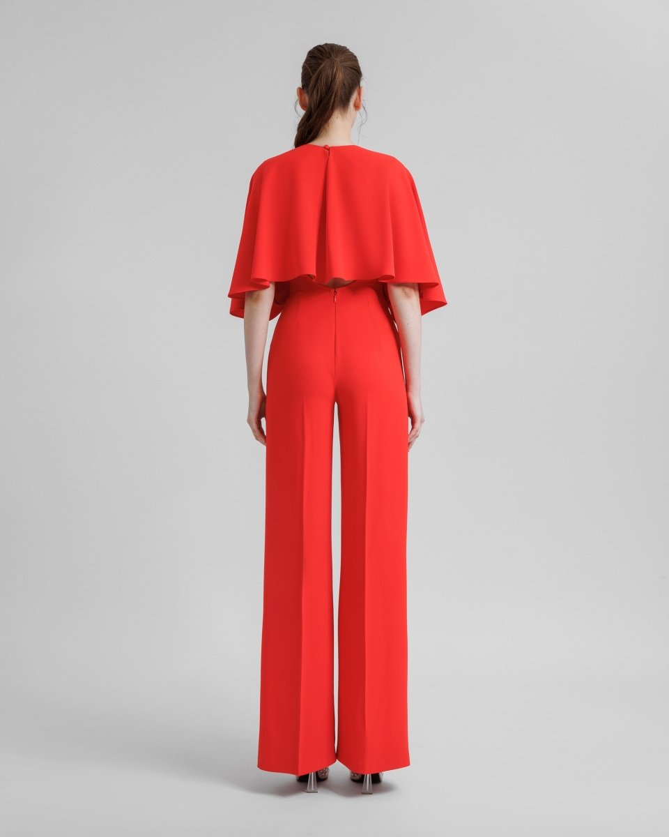 V - Neckline Crepe Jumpsuit - Gemy Maalouf