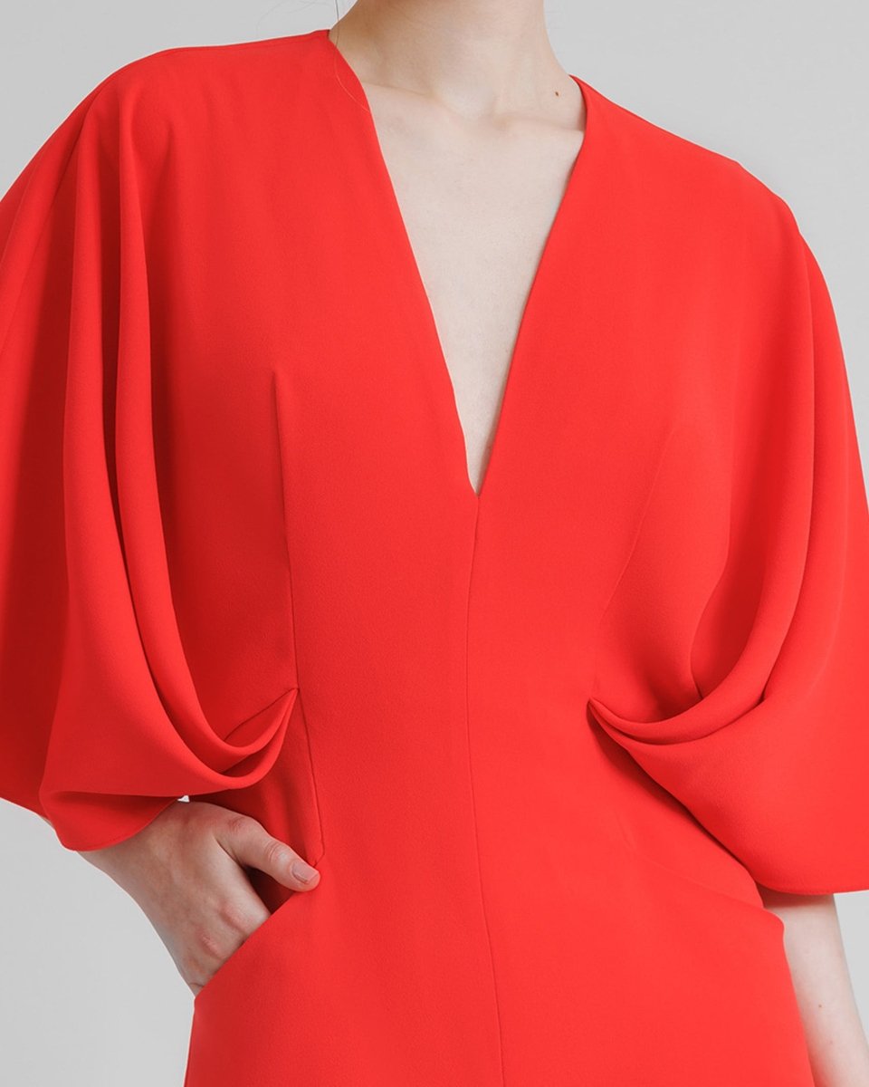 V - Neckline Crepe Jumpsuit - Gemy Maalouf