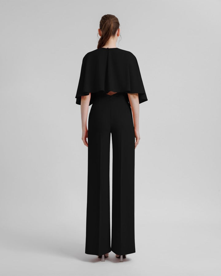 V - Neckline Crepe Jumpsuit - Gemy Maalouf
