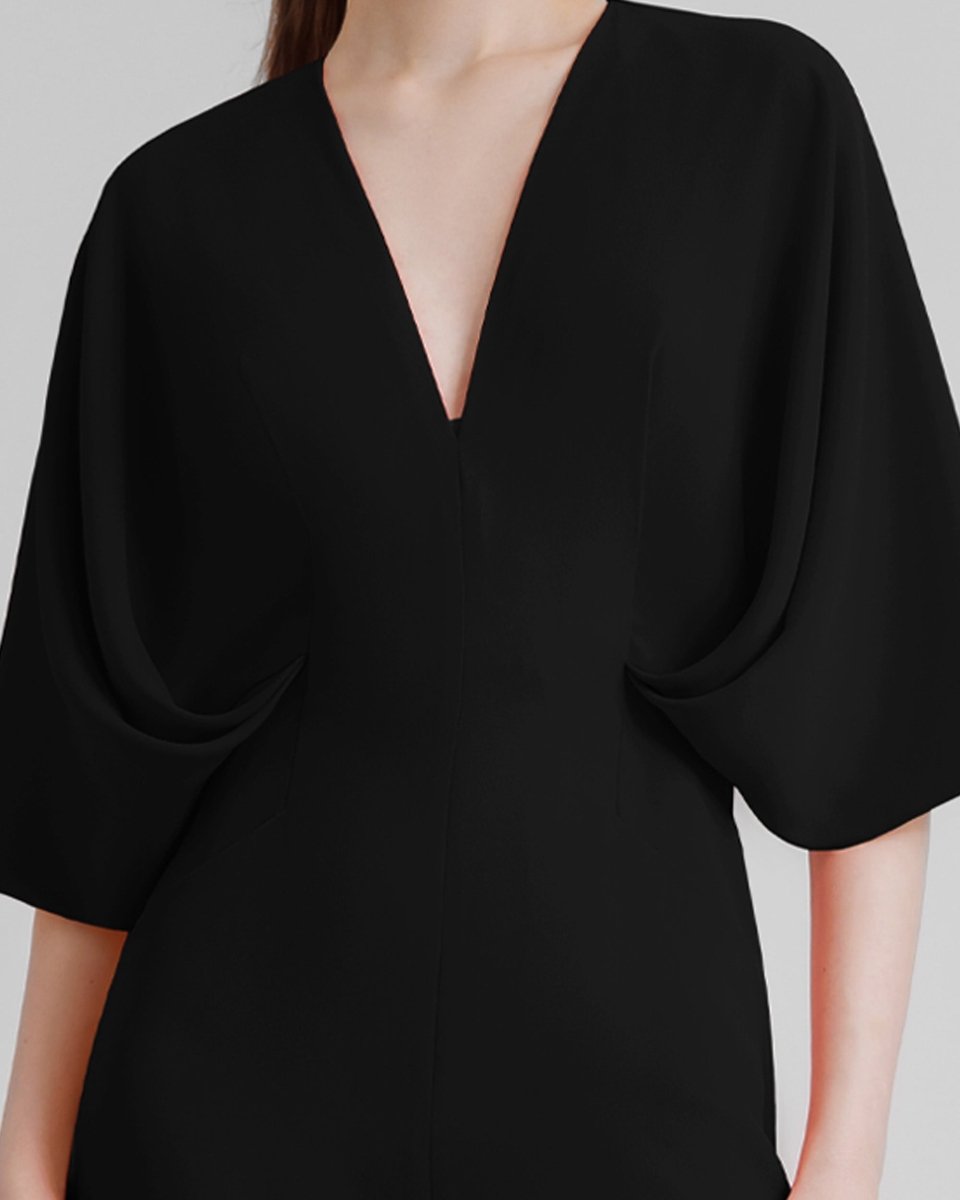 V - Neckline Crepe Jumpsuit - Gemy Maalouf