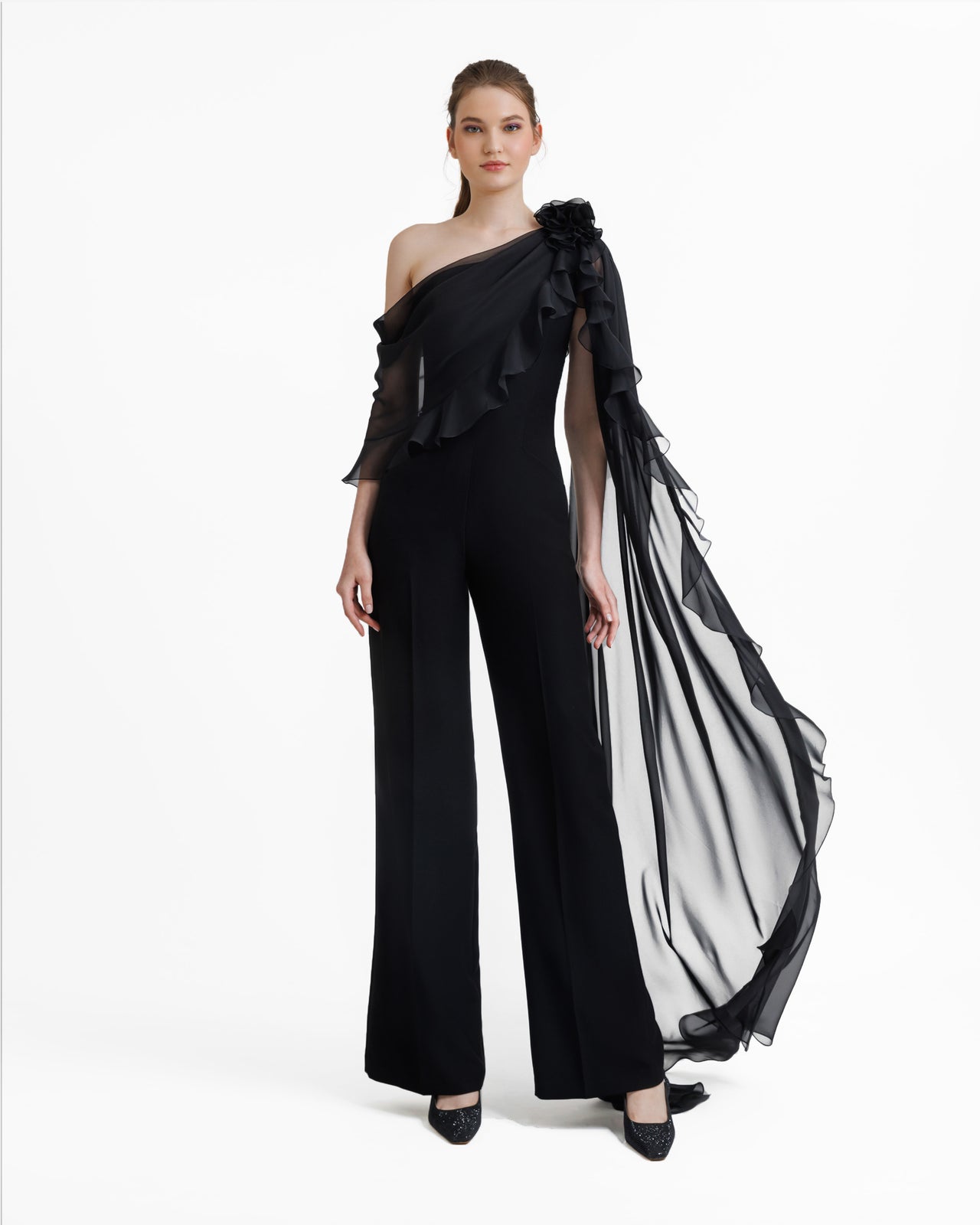 Gemy Maalouf | Jumpsuits | Jumpsuit With Cape Like Chiffon Sleeves Gemy Maalouf | Jumpsuits | Jumpsuit With Cape Like Chiffon Sleeves