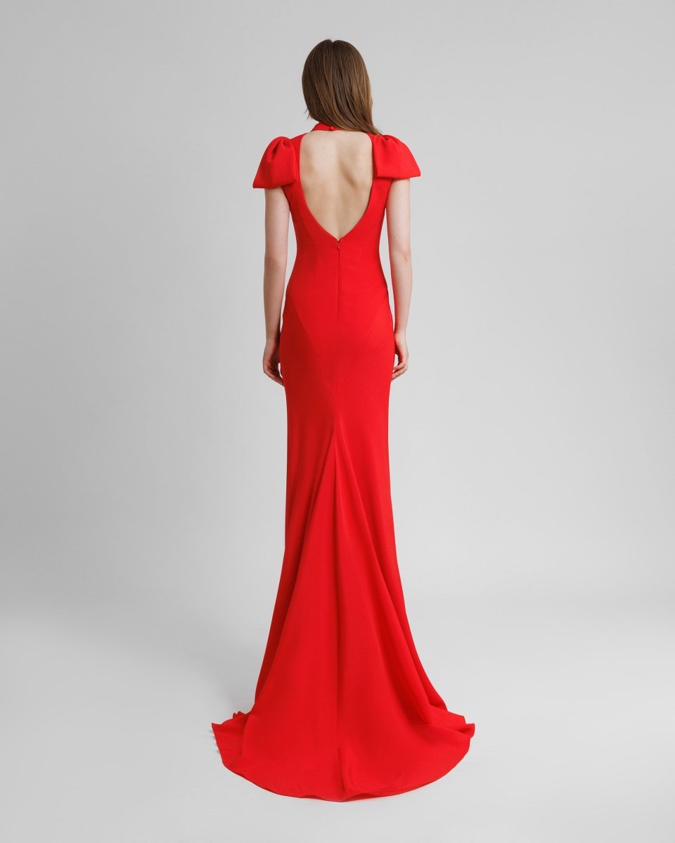 Deep V - Neckline Slim - Cut Dress - Gemy Maalouf