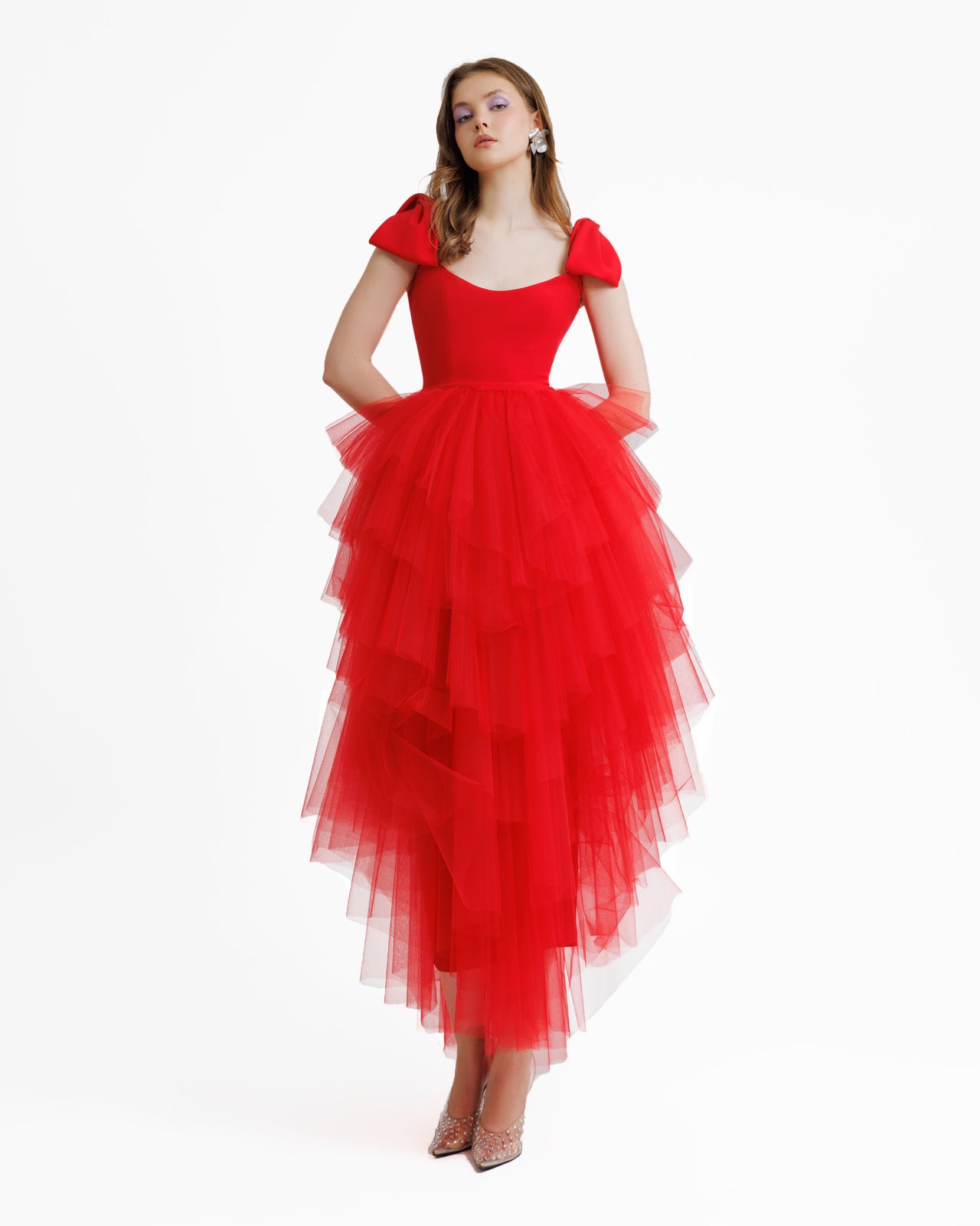 white christmas dresses Elegant Embroidery See-Through Design Long Sleeves Floor Length Side S