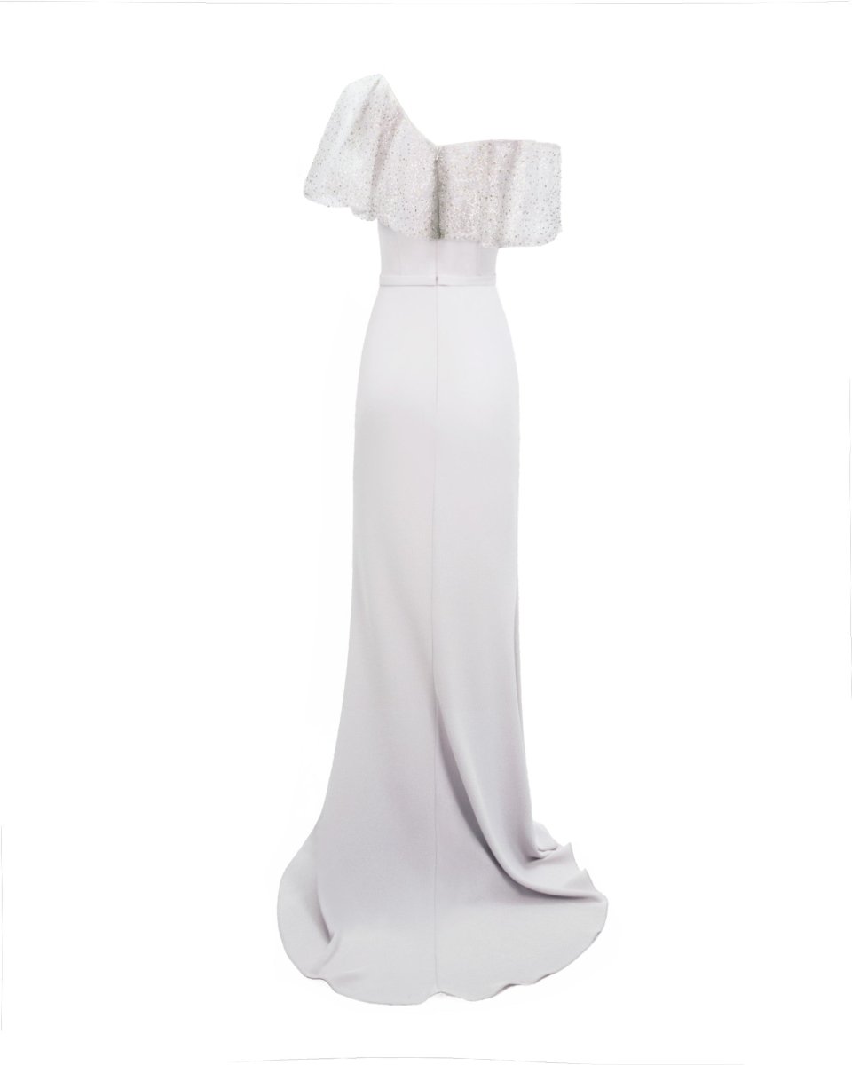 Light Lilac Asymmetrical Neckline Slim - Cut Dress - Gemy Maalouf