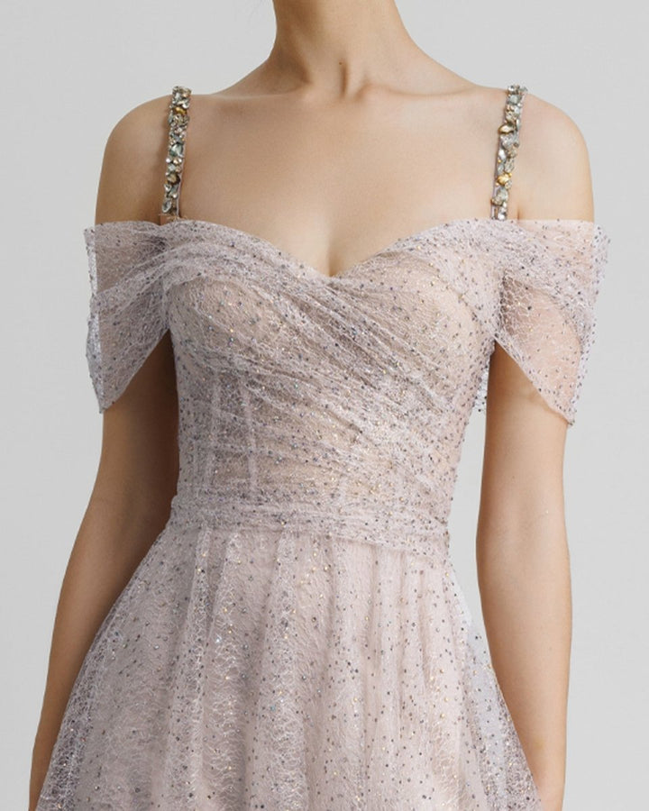 Off - Shoulders Flared Dress - Gemy Maalouf