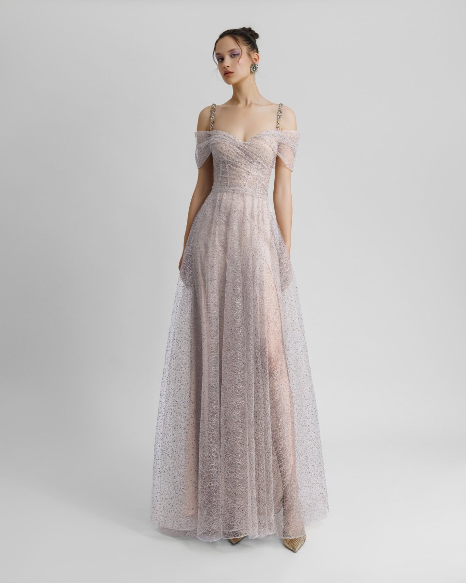 Off - Shoulders Flared Dress - Gemy Maalouf