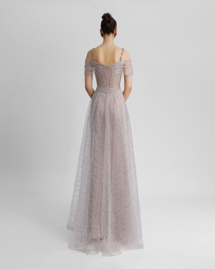 Off - Shoulders Flared Dress - Gemy Maalouf