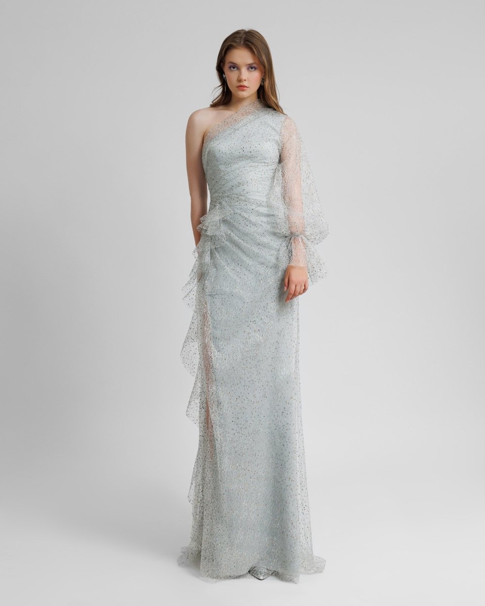 One Shoulder Dress With A Puffed Sleeve - Gemy Maalouf