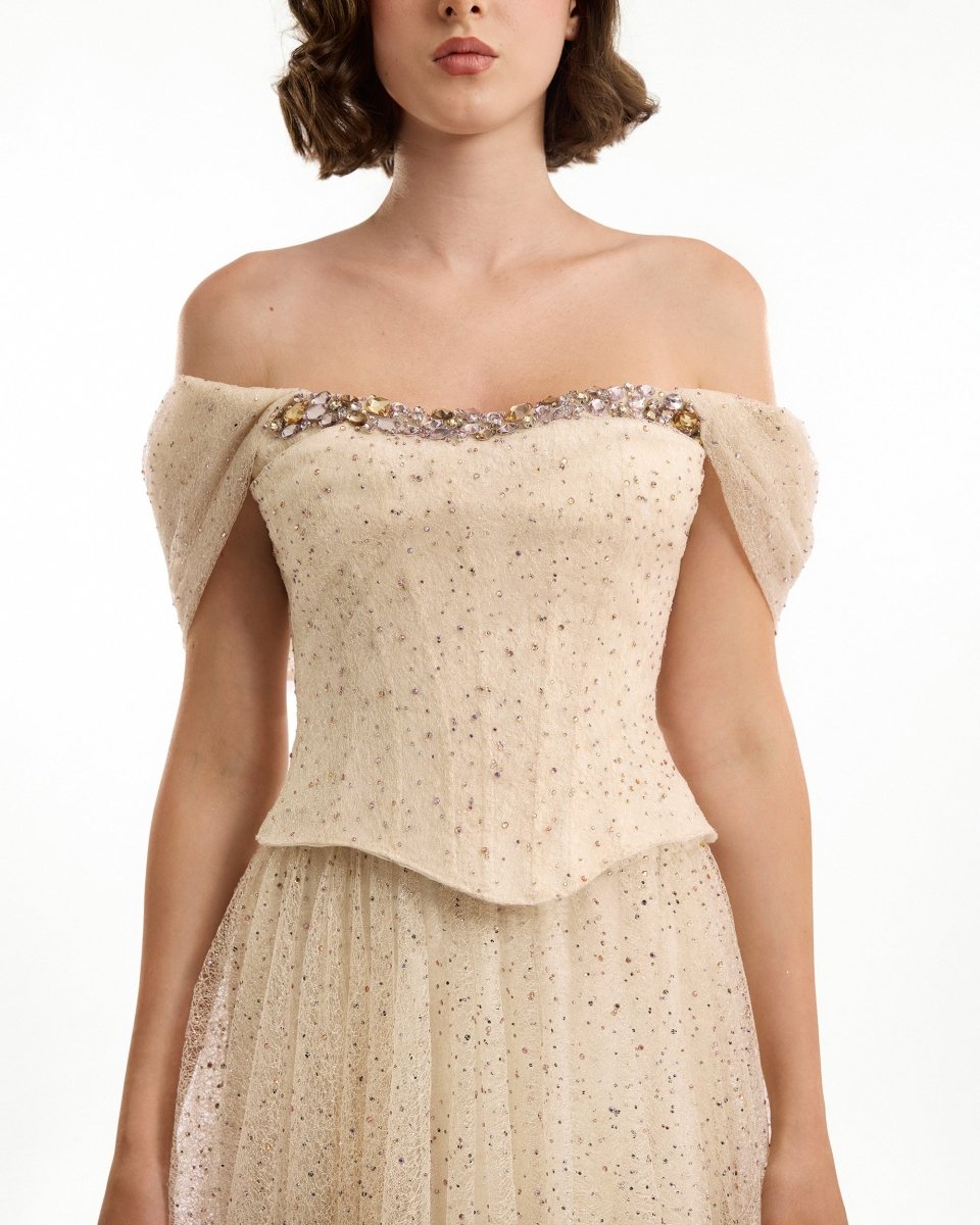 Off - The - Shoulder Corset Dress - Gemy Maalouf