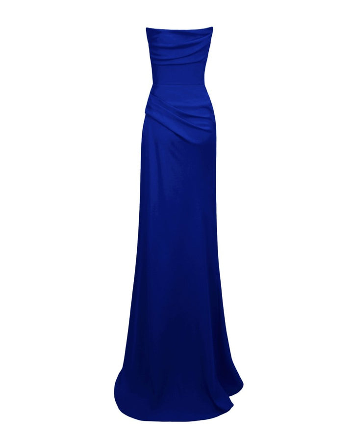 Beaded Royal Blue Strapless Dress - Gemy Maalouf