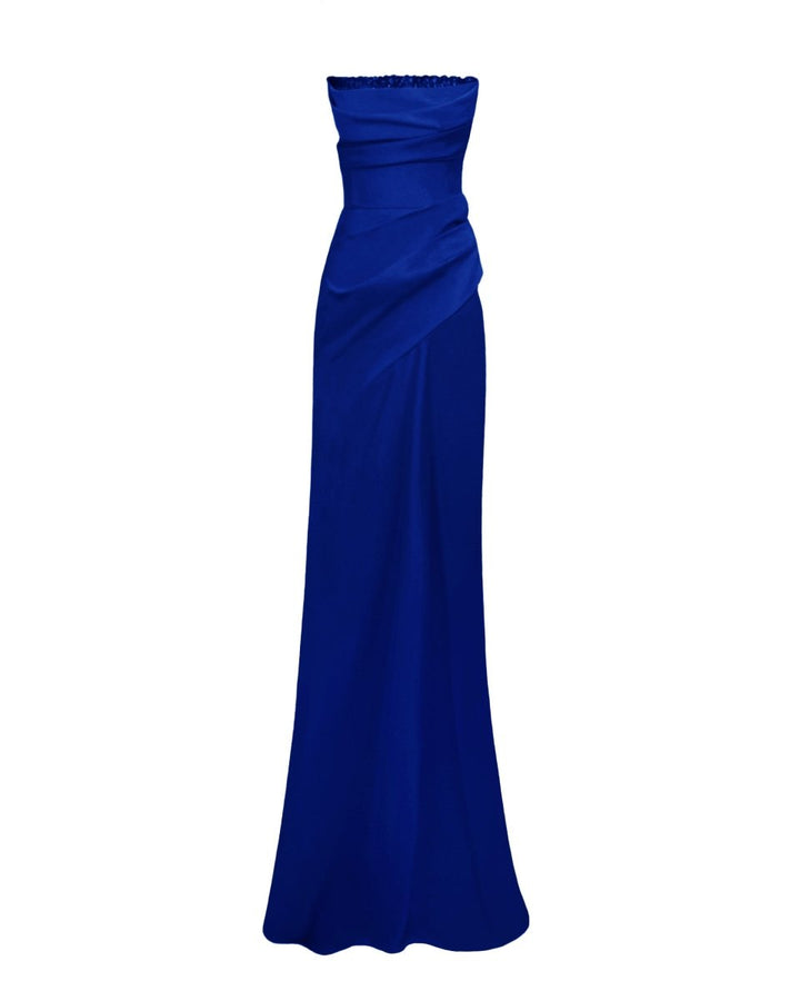 Beaded Royal Blue Strapless Dress - Gemy Maalouf