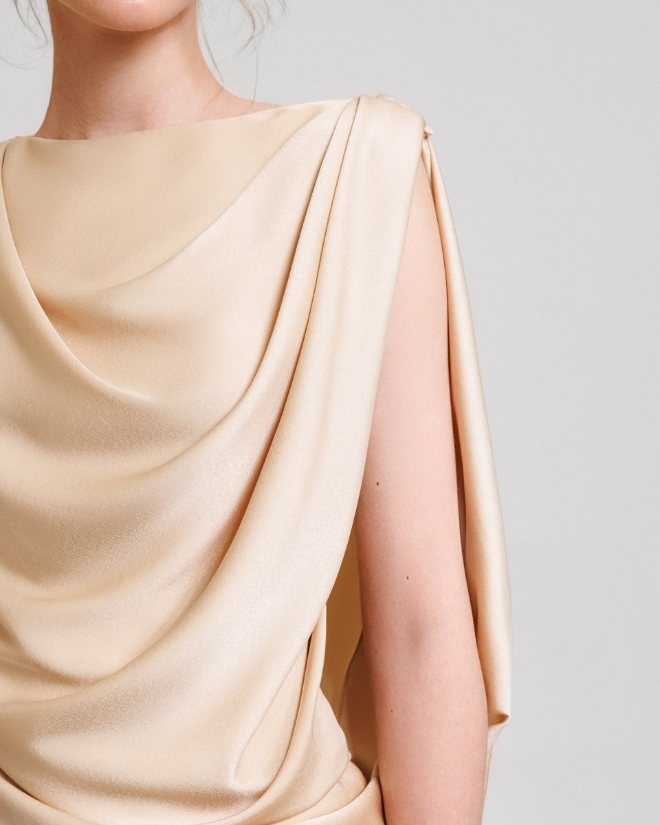 Asymmetrical Draped Dress - Gemy Maalouf