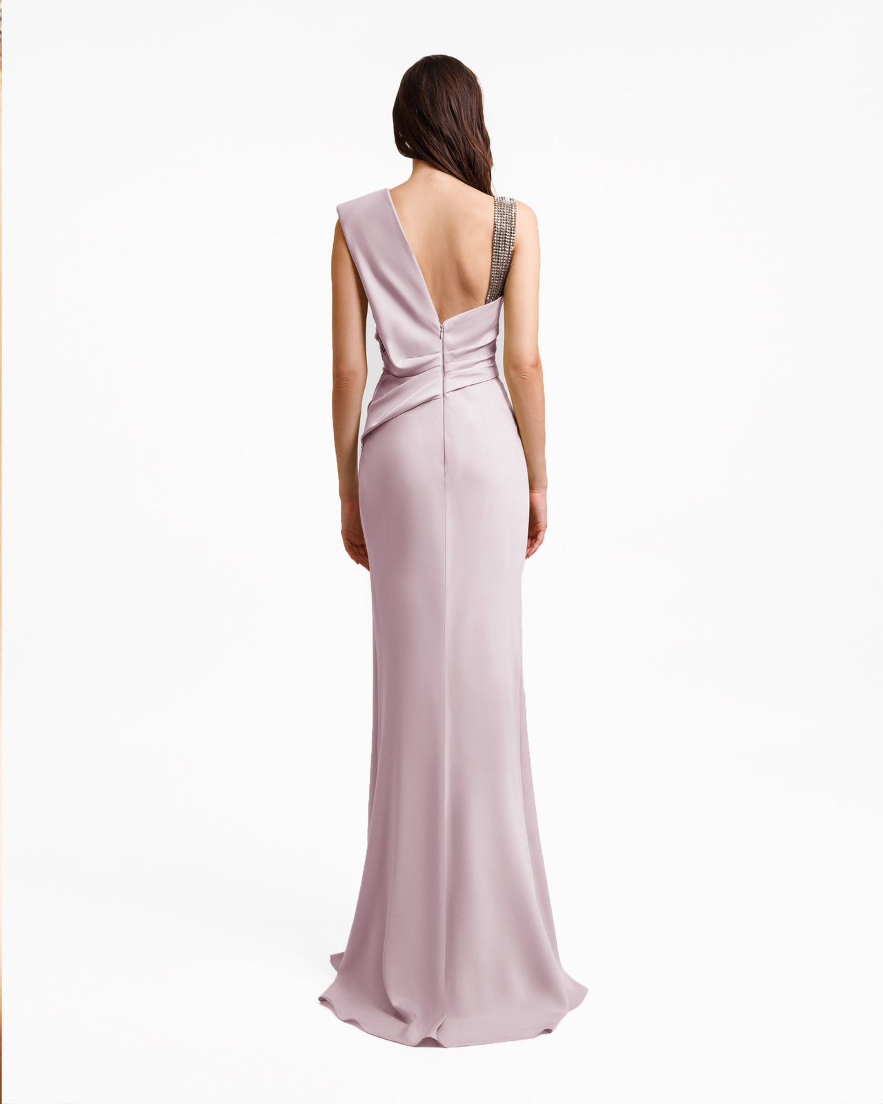 Embellished Asymmetrical Neckline Dress
