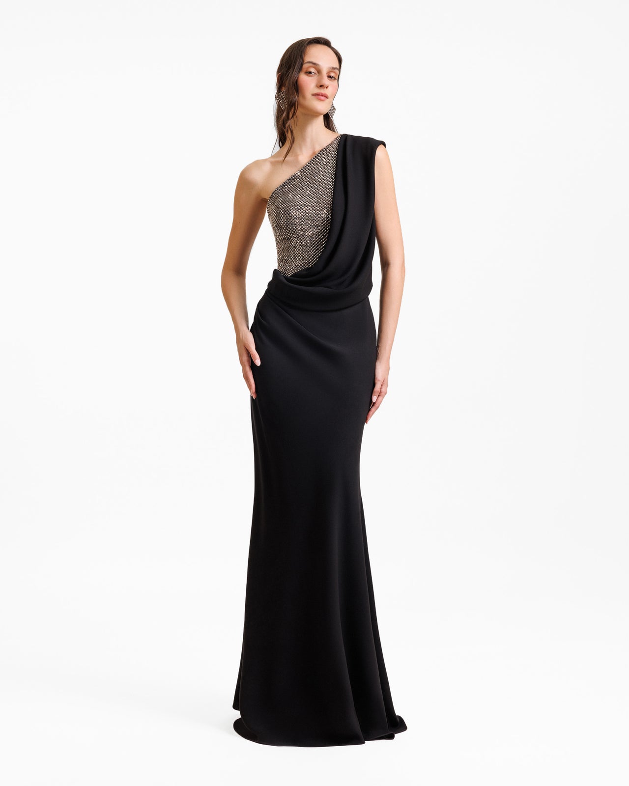 Draped One-Shoulder Dress