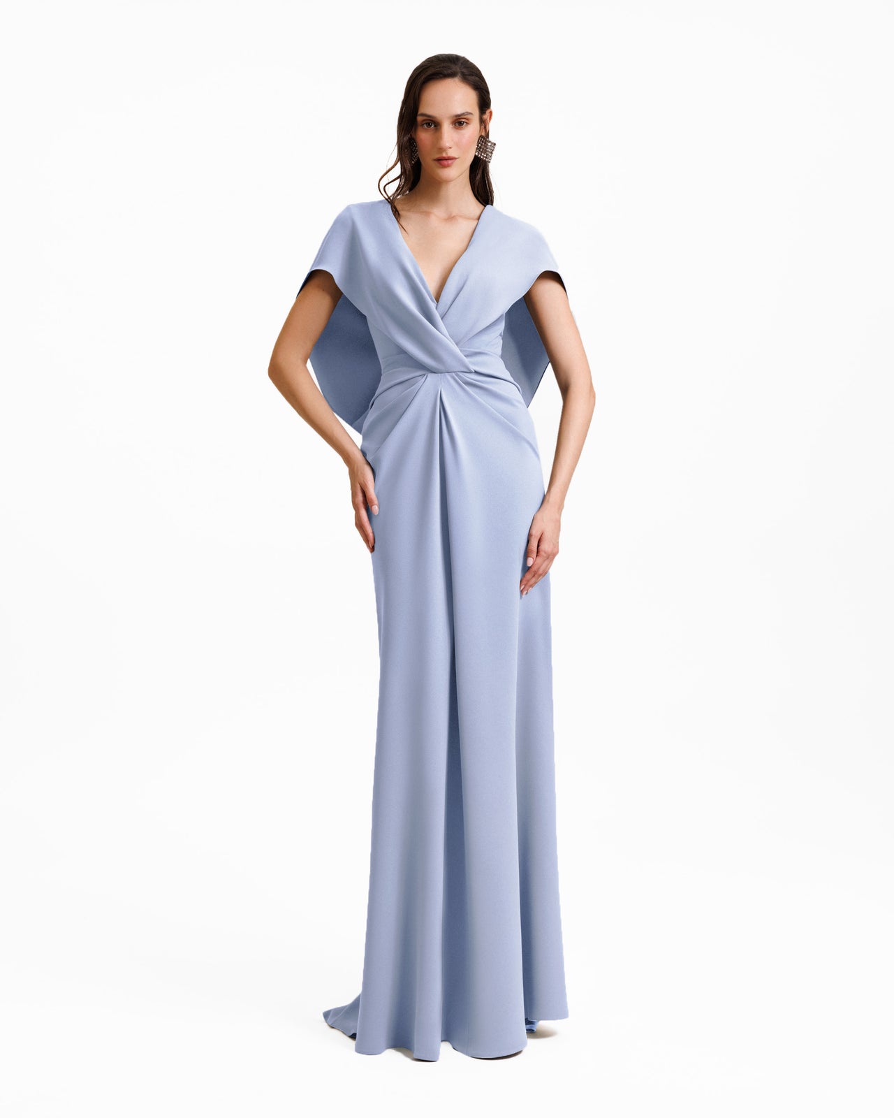 Draped Cape-Like Sleeve Dress