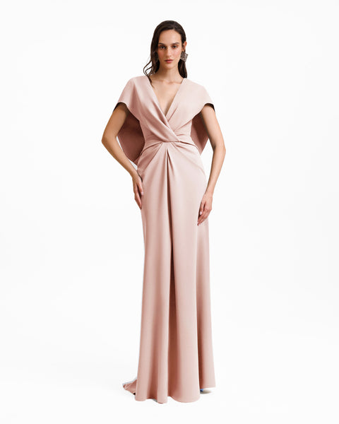 Gemy Maalouf | Evening Dresses | Draped Cape-Like Sleeve Dress Gemy Maalouf | Evening Dresses | Draped Cape-Like Sleeve Dress