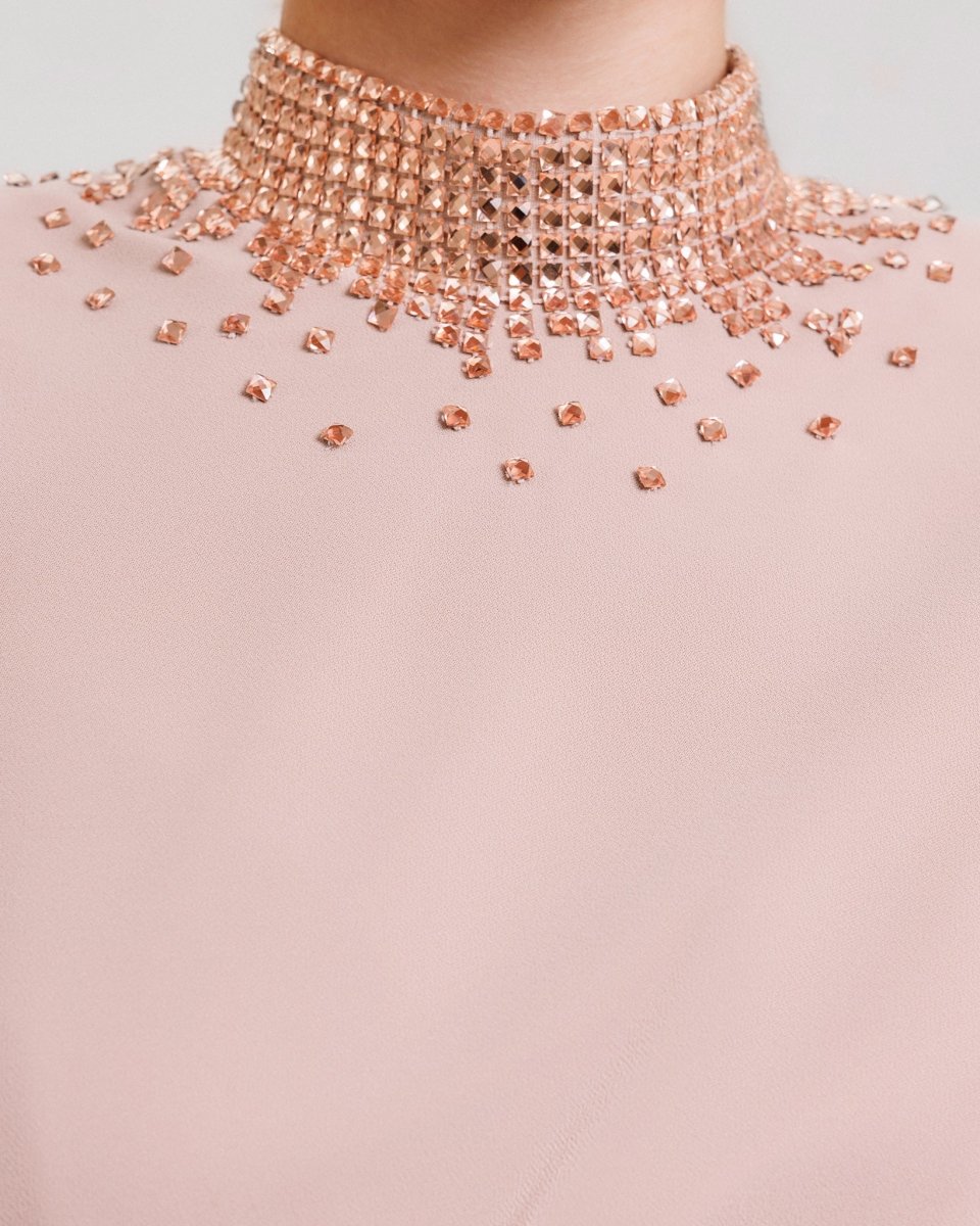 Stone - Embellished Collar Dress - Gemy Maalouf