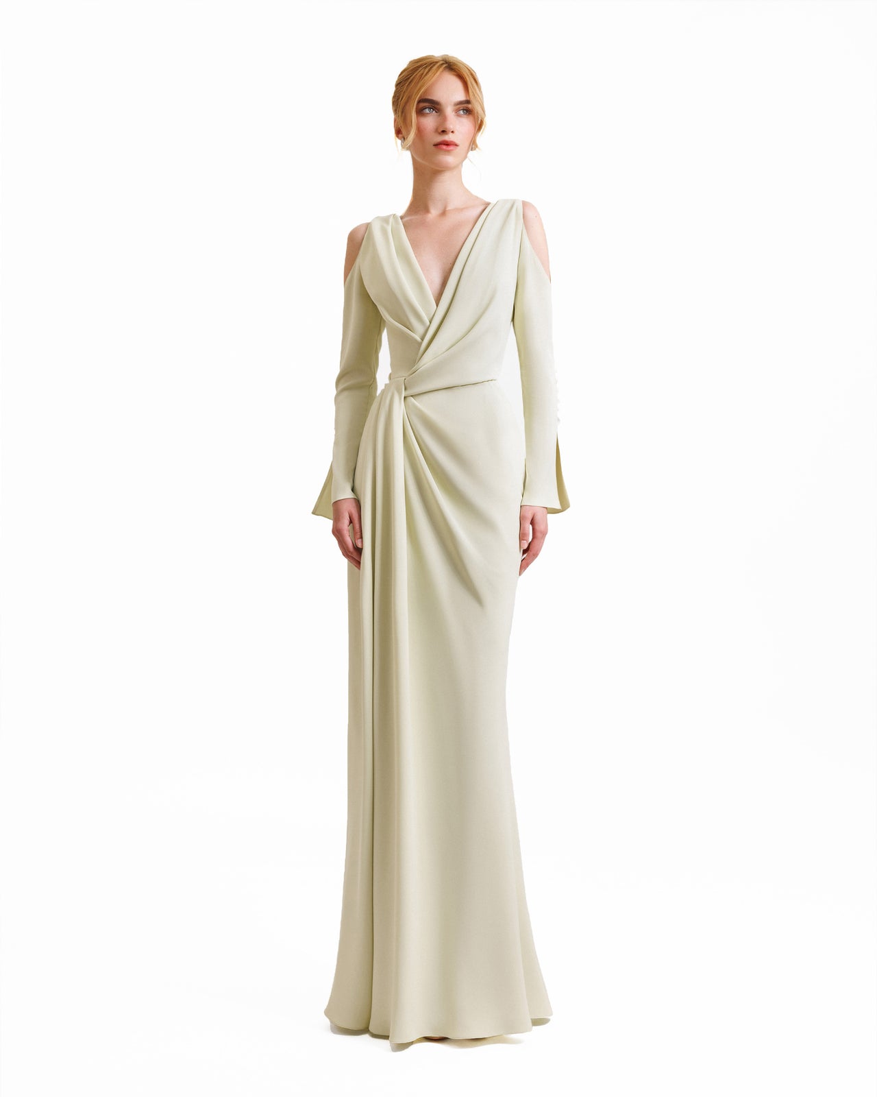 Draped Cut-Out Shoulder Dress