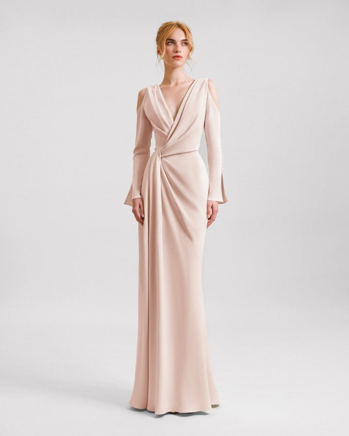 Draped Cut - Out Shoulder Dress - Gemy Maalouf
