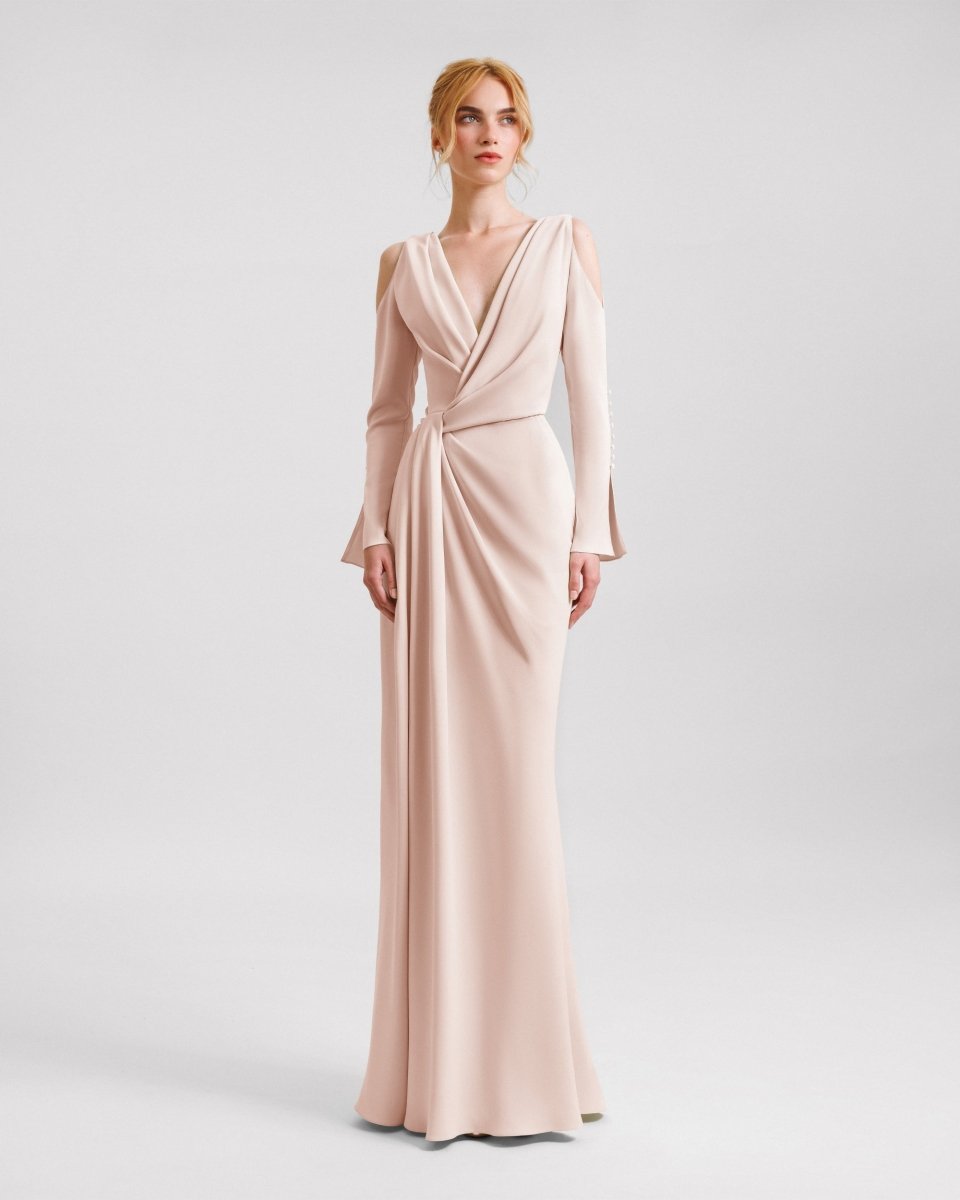 Draped Cut - Out Shoulder Dress - Gemy Maalouf
