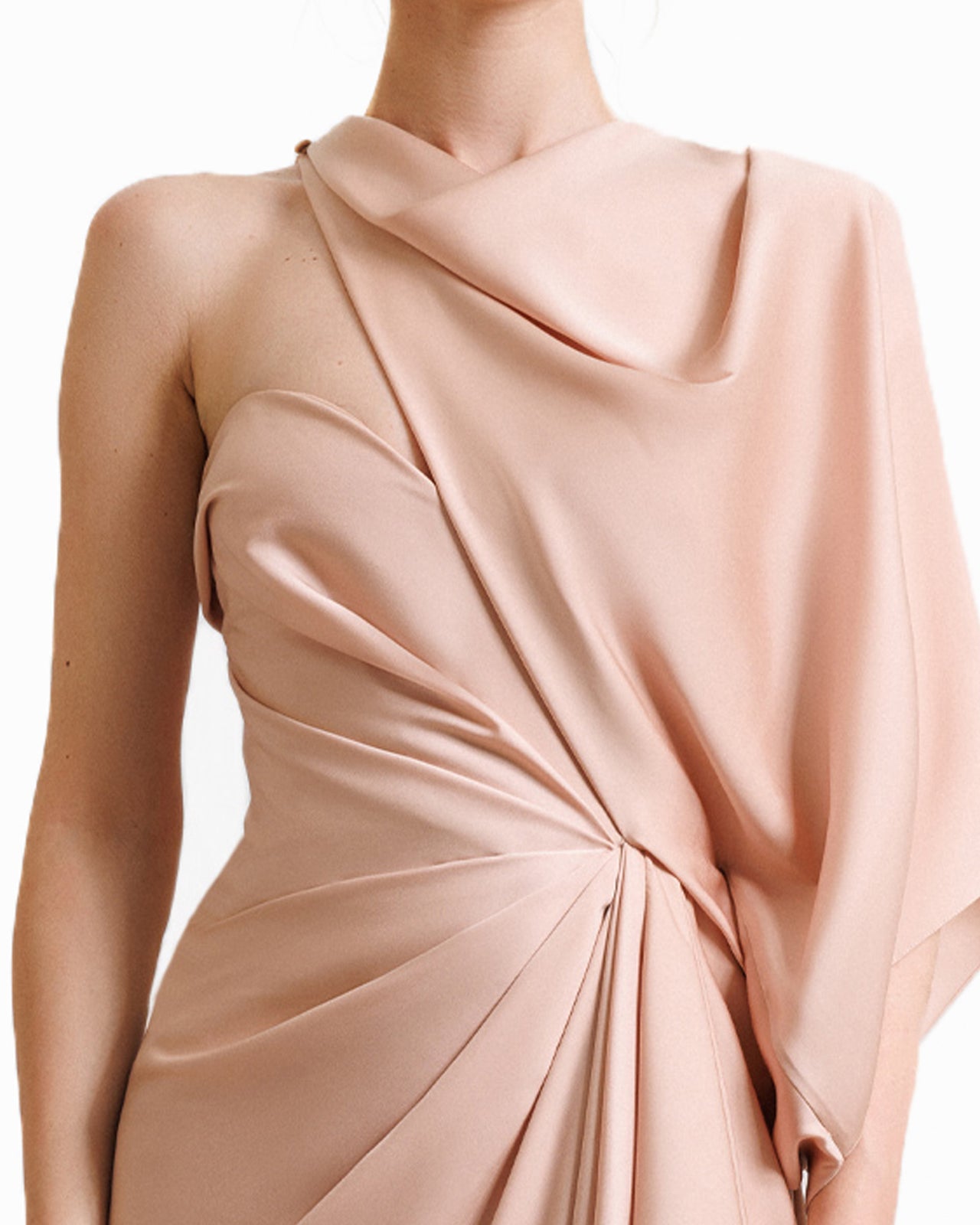 Asymmetrical Neckline Draped Dress Asymmetrical Neckline Draped Dress