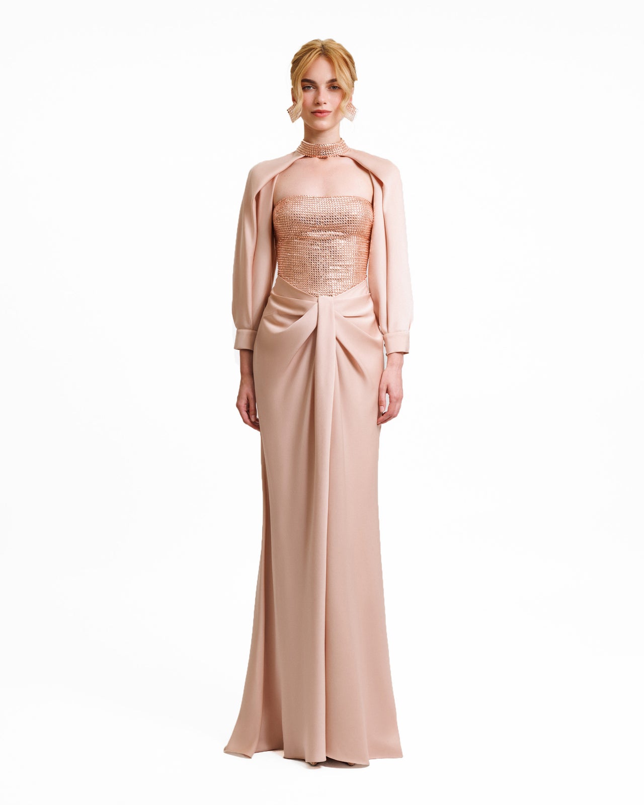 Gemy Maalouf | Evening Dresses | Strapless Long Dress with Bolero Gemy Maalouf | Evening Dresses | Strapless Long Dress with Bolero