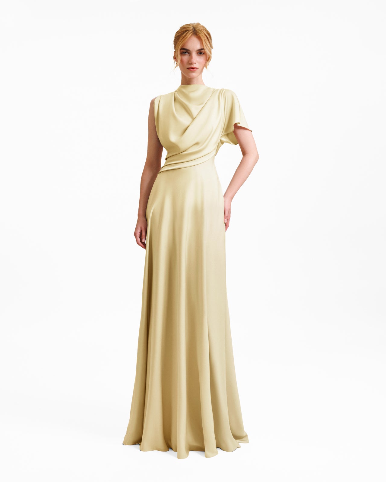 High Collar and Cut-Out Back Dress