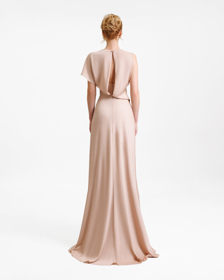 High Collar and Cut-Out Back Dress
