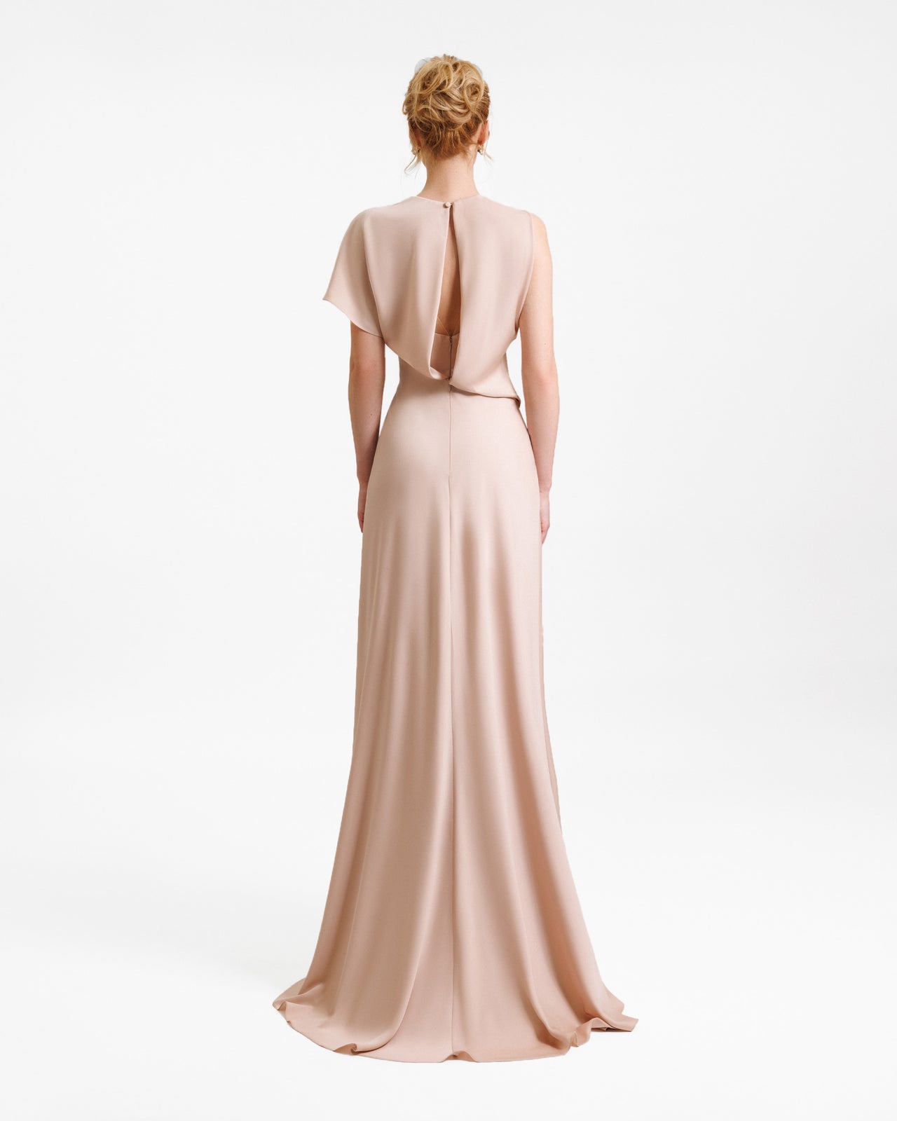 High Collar and Cut-Out Back Dress